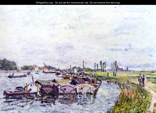 Freight punts with Saint Mammès - Alfred Sisley
