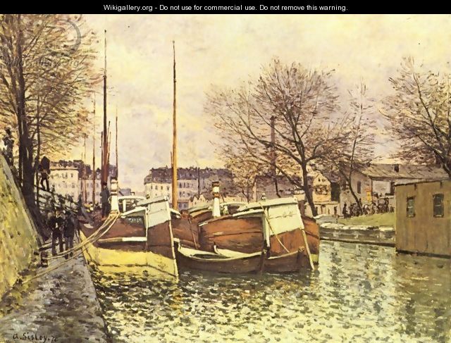 Punts on the channel Saint Martin in Paris - Alfred Sisley