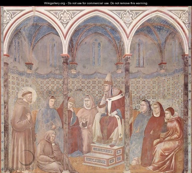 The sermon in front of the St. Francis Pope Honorius III - Giotto Di Bondone