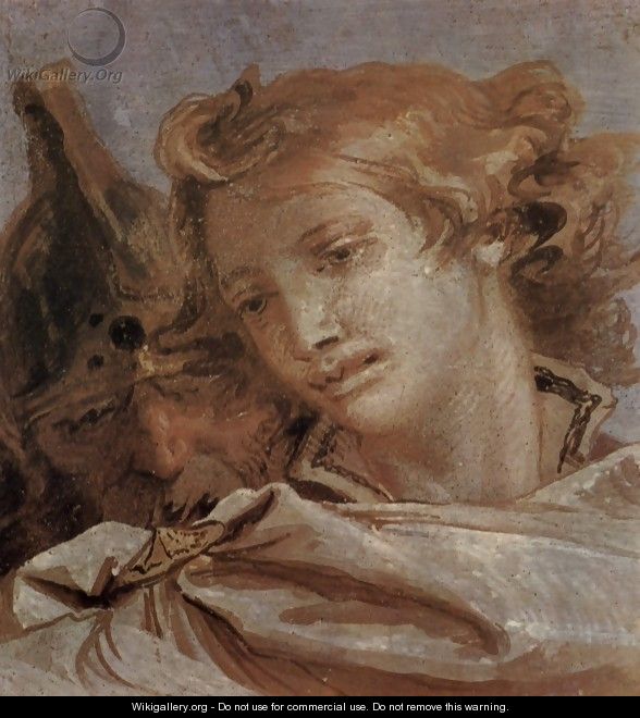 Frescoes in the Villa Vallmarana, Vicenca, scene, Rinaldo considered in the heraldic shield, which h - Giovanni Battista Tiepolo