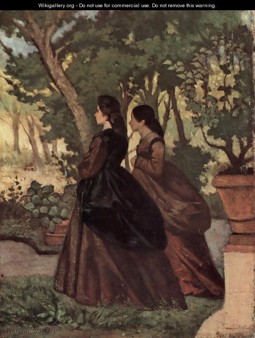 Two women in the garden of Castiglioncello - Giovanni Fattori