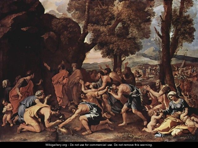 Moses proposes water from the rocks 2 - Nicolas Poussin