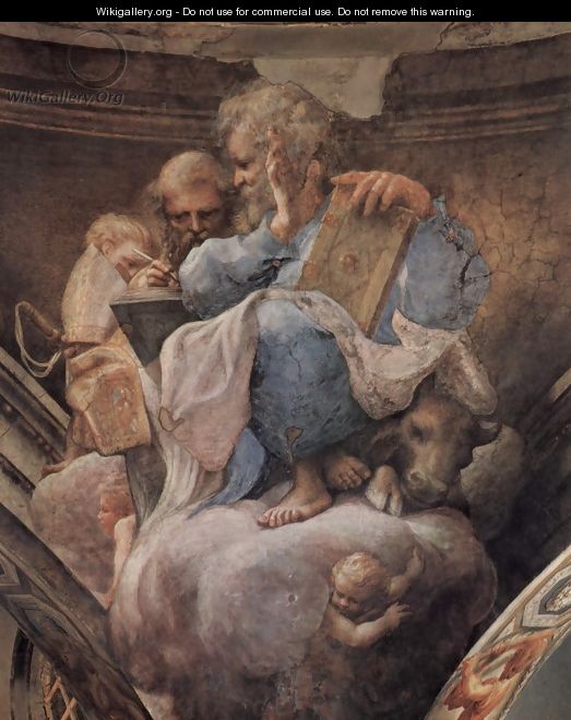 Frescoes in the church of San Giovanni Evangelista in Parma, Gewölbezwickel, Scene, St. Ambrose and St. Lucas - Correggio (Antonio Allegri)
