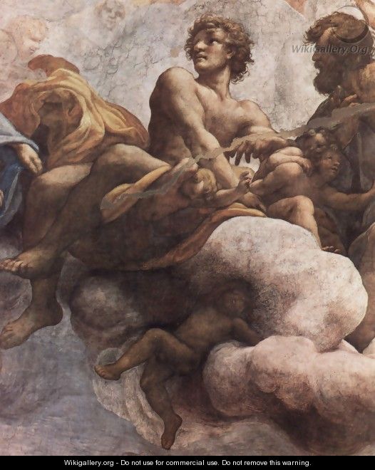 The vision of St. John in Patmos, detail St. Jacobus d. Younger, St. Thomas - Correggio (Antonio Allegri)