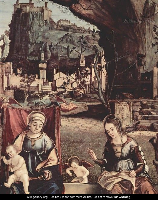 Throne end of Madonna and Johannes of the Taeufer, Hl. Josef and Hl. Anna, Hl. Elizabeth and Hl. Zacharias, - Vittore Carpaccio