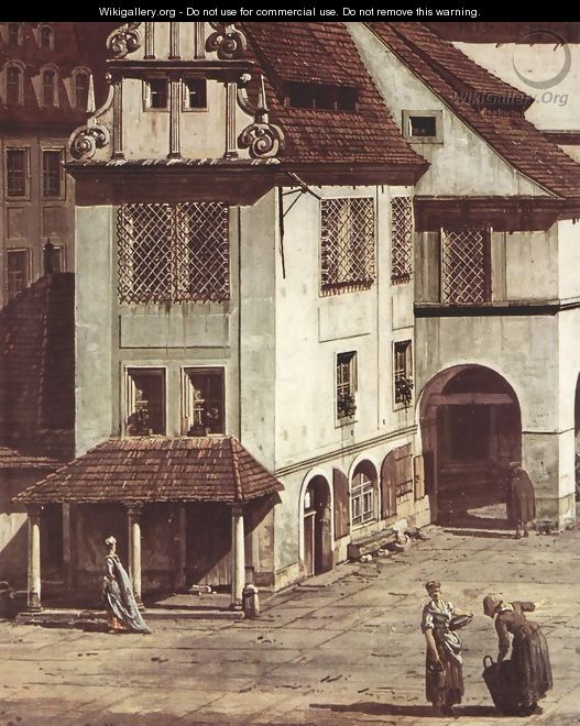 View from Pirna, the market square in Pirna, detail - (Giovanni Antonio Canal) Canaletto