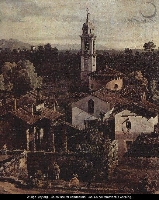 The village Gazzada, View from the south (Vedute of Gazzada), detail - (Giovanni Antonio Canal) Canaletto