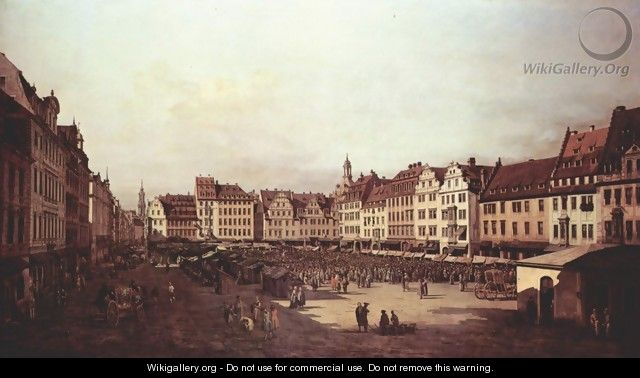 View of Dresden, The Old Market Square from the Seegasse - (Giovanni Antonio Canal) Canaletto