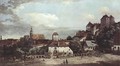 View from Pirna, from the south side of view, with fortifications and Upper (gate), and Fortress Sonnenstein - (Giovanni Antonio Canal) Canaletto