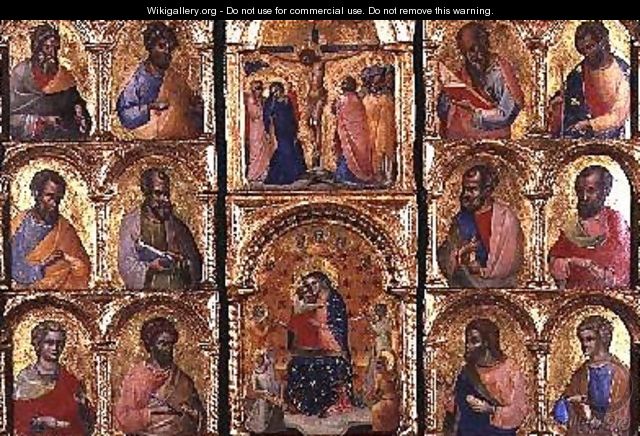 Madonna and Child with Angels the Crucifixion and the Twelve Apostles - Veneziano Lorenzo