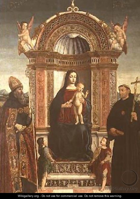 Madonna and Child with St Nicholas of Tolentino and St Augustine - Bernardino Loschi