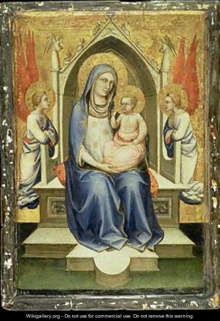 Madonna Enthroned between Two Adoring Angels - Fra (Guido di Pietro) Angelico