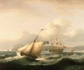 A Two-Decker Anchored in Torbay Harbour with a Cutter in the Foreground 1824 - Thomas Luny