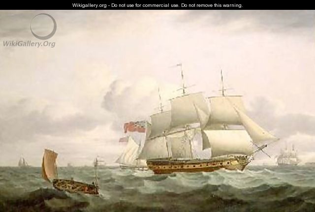 Indiamen a cutter and lugger in choppy seas - Thomas Luny