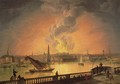 The Burning of Drury Lane Theatre from Westminster Bridge 1809 - Thomas Luny