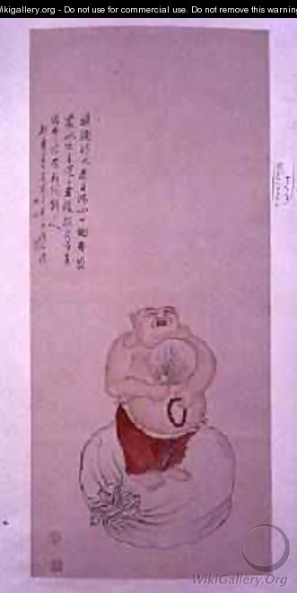 The Bodai Buddha hanging scroll inscribed with a poem - Ping Luo