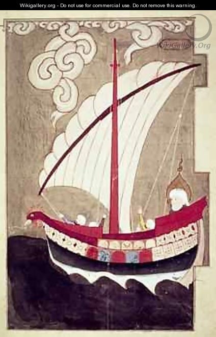 Noah Sailing in his Ark from Zubdat al Tavarikh completed after 1583 - Ashur Luqman-i