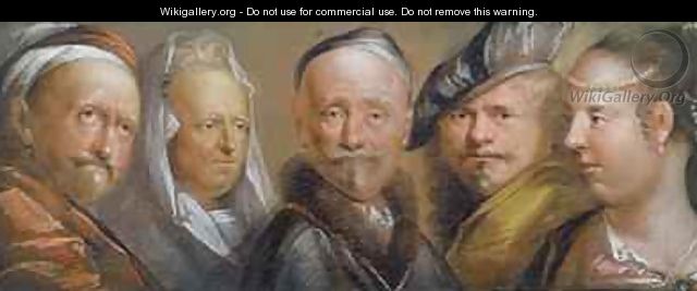 Studies of Five Heads after Rembrandt - Edward Lutterell
