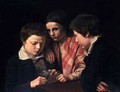 Portrait of the Artists Three Children Playing at a Table 1841 - Anders Lundqvist