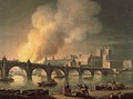 Westminster Bridge and the Burning of the Houses of Parliament from Lambeth - Thomas Luny