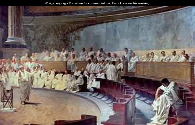 Cicero 106-43 BC in the Senate Accusing Catiline of Conspiracy on 21st October 63 BC 1889 - Cesare Maccari