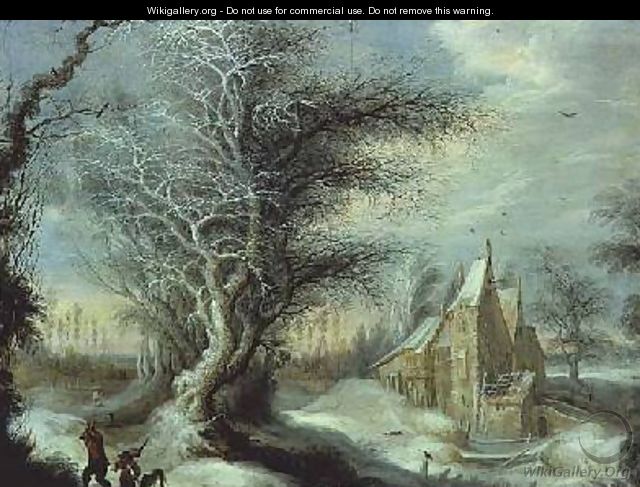 Winter Landscape with a Woodcutter - Gijsbrecht Leytens