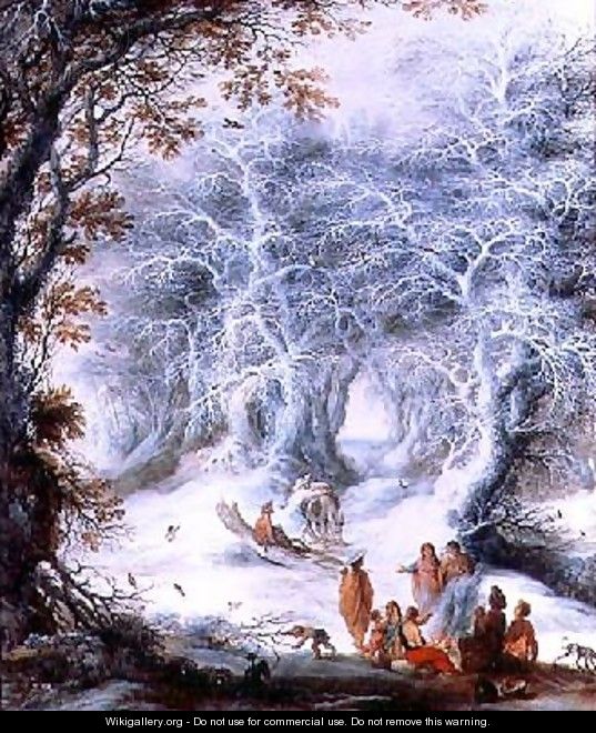 Winter Landscape with a Gypsy Encampment - Gijsbrecht Leytens