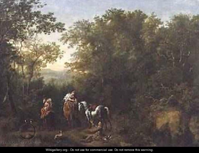 A Hawking Party in a Wooded Landscape - Dirk Maes
