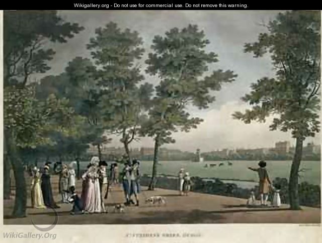 St Stephens Green Dublin from a set of twenty views of Dublin 1796 - James Malton