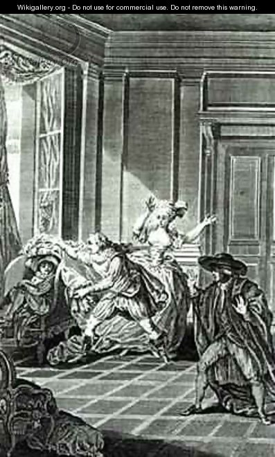 Scene from Act I of The Marriage of Figaro by Pierre-Augustin Caron de Beaumarchais 1732-99 - Claude Nicolas Malapeau