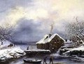 Frozen River Scene with Figures - Louis Claude Mallebranche
