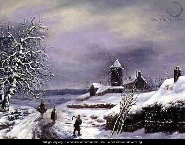 Winter Scene with Figures - Louis Claude Mallebranche