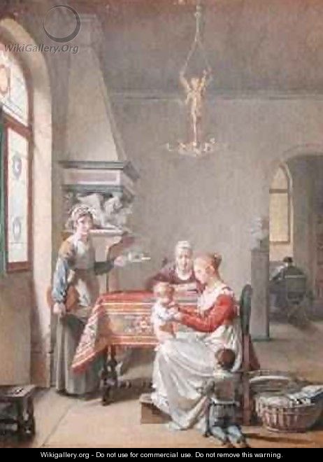 Mother with her Children in an Interior 1830 - Jean-Baptiste Mallet