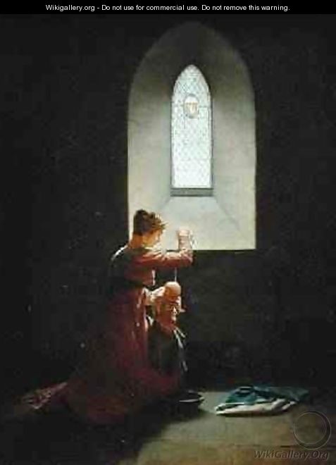 Genevieve of Brabant Baptising her Son in Prison - Jean-Baptiste Mallet