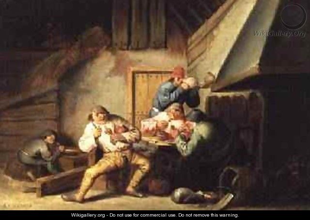 Peasants Smoking and Drinking - Cornelis Mahu