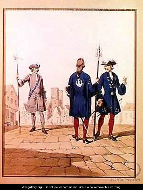 Eighteenth Century Parisian Troops Watchman and Archers of the Town in Ceremonial Uniform - (after) Marbot, Alfred de