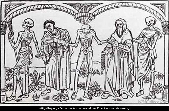 Death taking the Monk and the Abbot from the Danse Macabre - Guy Marchant
