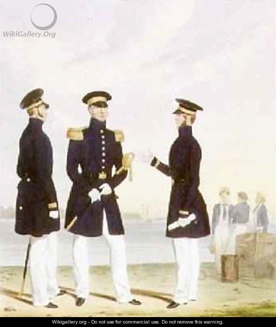 Captain Flag Officer and Commander Undress plate 9 from Costume of the Royal Navy and Marines - L. and Eschauzier, St. Mansion