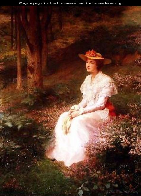 Elegant Lady Sitting in Woodlands - James R. Lee