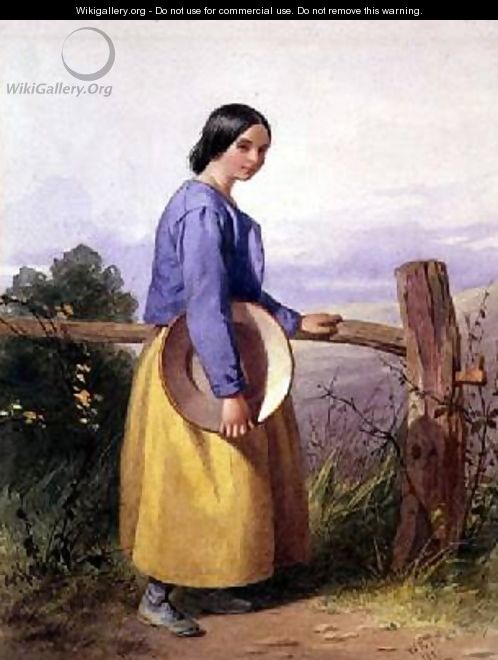 A country girl standing by a fence - William Lee