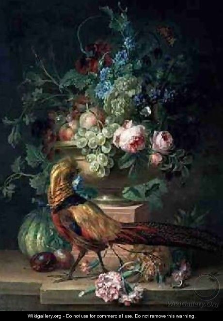 Still Life with Flowers and a Pheasant - Willem van Leen