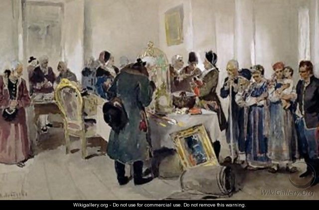 Auction of Serfs - Klavdiy Vasilievich Lebedev