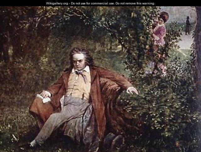 Postcard depicting Ludwig van Beethoven 1770-1827 in the forest - (after) Leithner, Hans