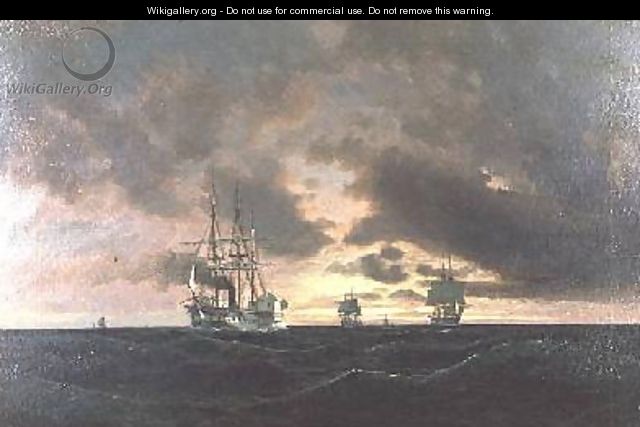 A Paddle Steamer and Other Shipping in a Swell - Heinrich Leitner