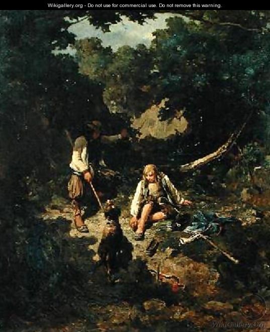 Breton Shepherd Bitten by a Snake - Adolphe Pierre Leleux