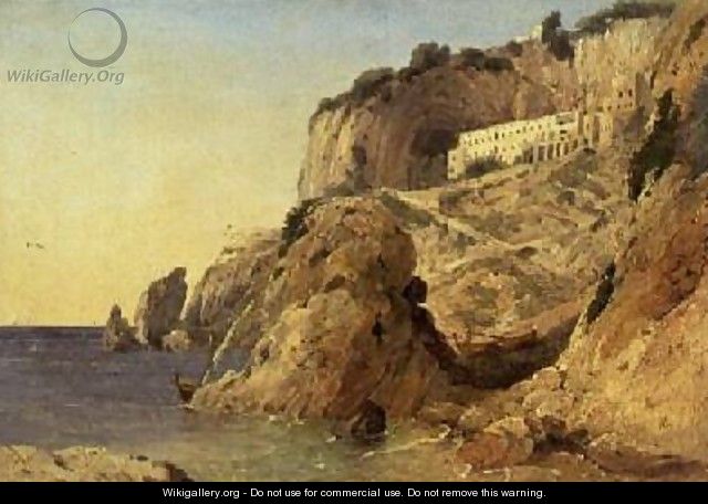 A Monastery set in cliffs on the Amalfi Coast - William Leighton Leitch