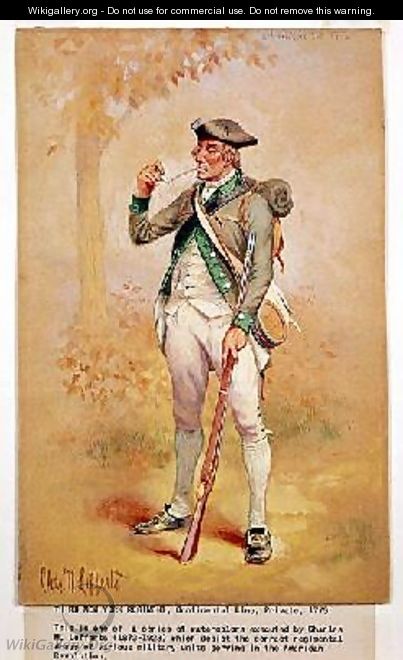 Uniform of a Private of the Continental Line in the 3rd New York Regiment in 1775 - Charles MacKubin Lefferts