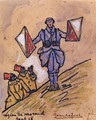 A Soldier using flags to send coded messages - Jean Lefort