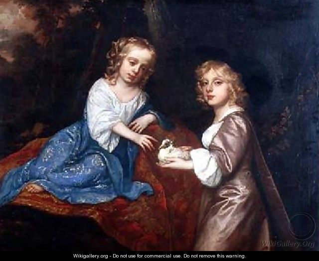 Double Portrait of Charles Dormer 1652-73 Viscount Ascott and his sister Lady Elizabeth Dormer 1653-77 - Sir Peter Lely