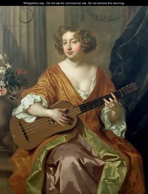 Portrait of Mrs Moll Davies mistress of Charles II flowers painted by Jean Baptiste Monnoyer 1636-69 - Sir Peter Lely